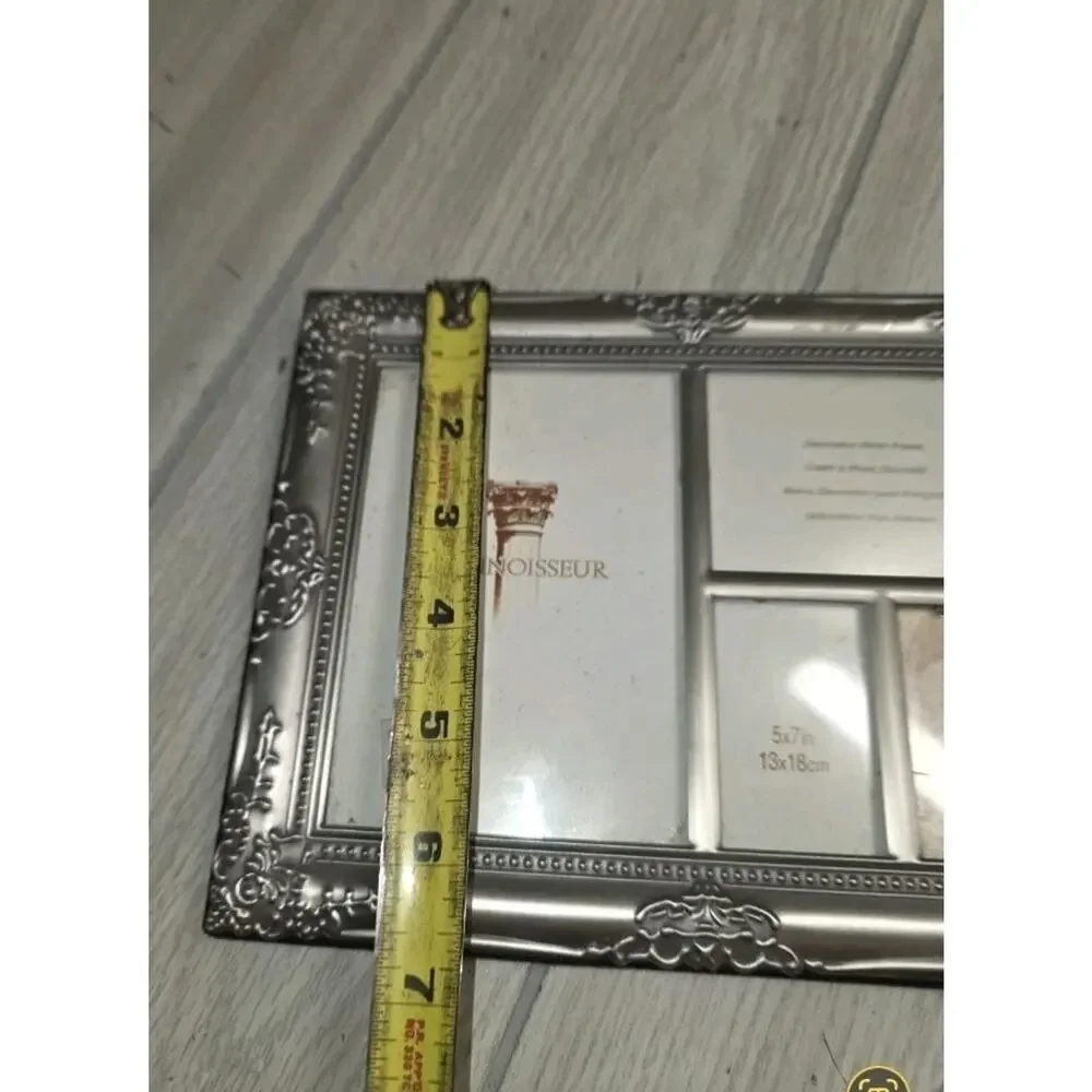 Vtg Connoisseur 4 Photo Picture Frame Silver Black Velvet Easle Back Embossed